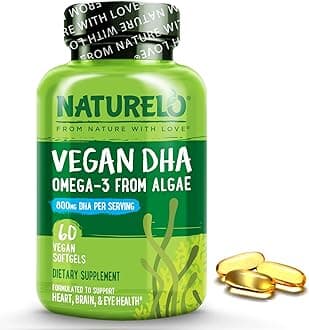Vegan DHA - Omega 3 Oil from Algae - Best Supplement for Brain, Heart, Joint, Eye Health - Provides Essential Fatty Acids for Women, Men and Kids - Complements Prenatal Vitamins - 60 Softgels
