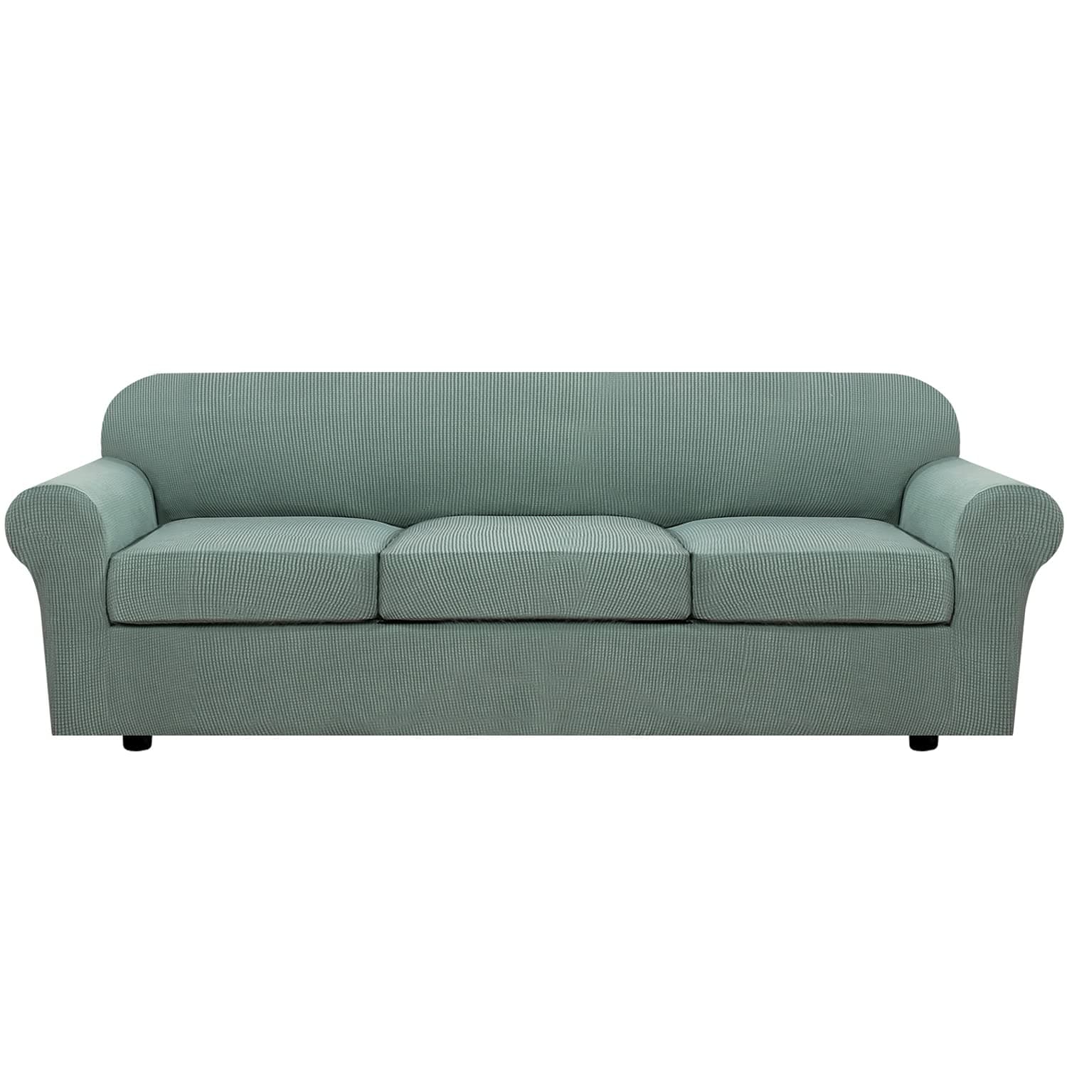 H.VERSAILTEX 4 Piece Stretch Sofa Covers for 3 Cushion Couch Covers for Living Room Furniture Slipcovers (Base Cover Plus 3 Seat Cushion Covers) Upgraded Thicker Jacquard Fabric (XL Sofa, Sage)