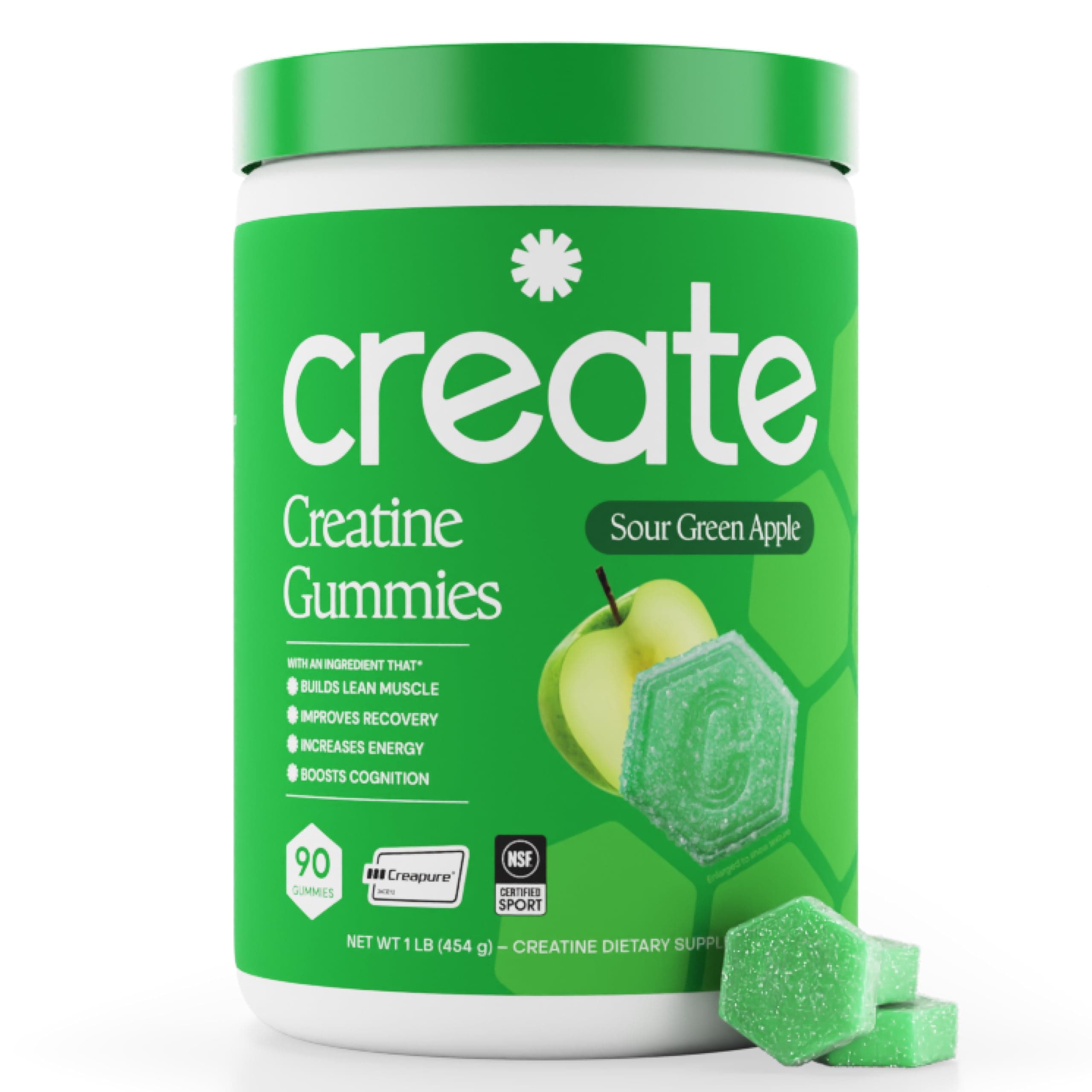 - Creatine Monohydrate Gummies for Men & Women, Boost Focus, Strength, and Endurance, Anti-Melting Formula, Vegan, Gluten-Free, Non-GMO, 1.5g of Creatine per Gummy (Sour Green Apple)