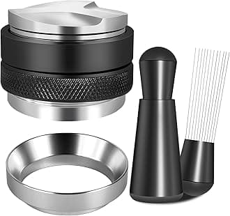 Reoszeank 51mm Espresso Accessories Kit, Coffee Distributor and Tamper Leveler, WDT Tool and Dosing Funnel Set Fits Delonghi 51 mm Espresso Machines and Portafilters