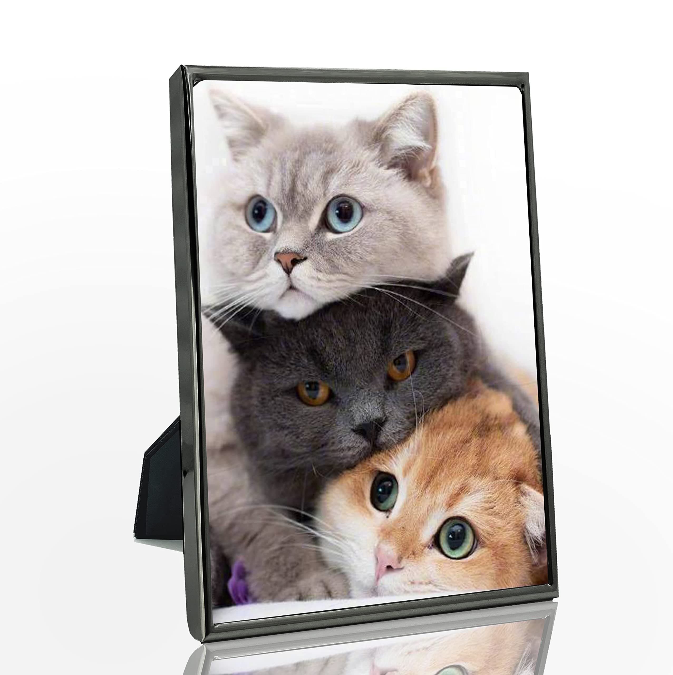 DECANIT 4x6 Picture Frame Metal, Thin Edge Photo Frames For Tabletop Display and Wall Mounting,Black