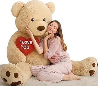 MaoGoLan Giant Teddy Bear - 6 Feet Red Heart Big Brown Stuffed Animal - Huge Valentines Teddy Bear for Loved Ones - Anniversary, Birthday