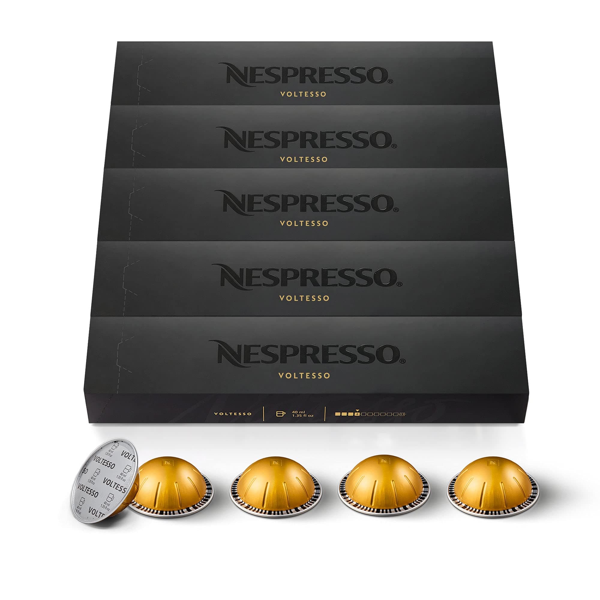 Vertuo Bundle of 50 Voltesso Medium Roast Coffee Capsules – Intensity 4 – for Espresso 40 ml – 5 Packs of 10 - Compatible with Nespresso Vertuo Machines