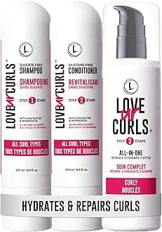 Love Ur Curls - Shampoo & Conditioner Set with All in One Curl Cream Styler for Curly Hair, 3 Step System for Repair and Moisturizing