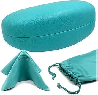 MyEyeglassCasePremium Sunglasses Case with Microfiber Cleaning Cloth - Hard for Medium & Large | For Men & Women | Protective | Sturdy | AS413 Teal
