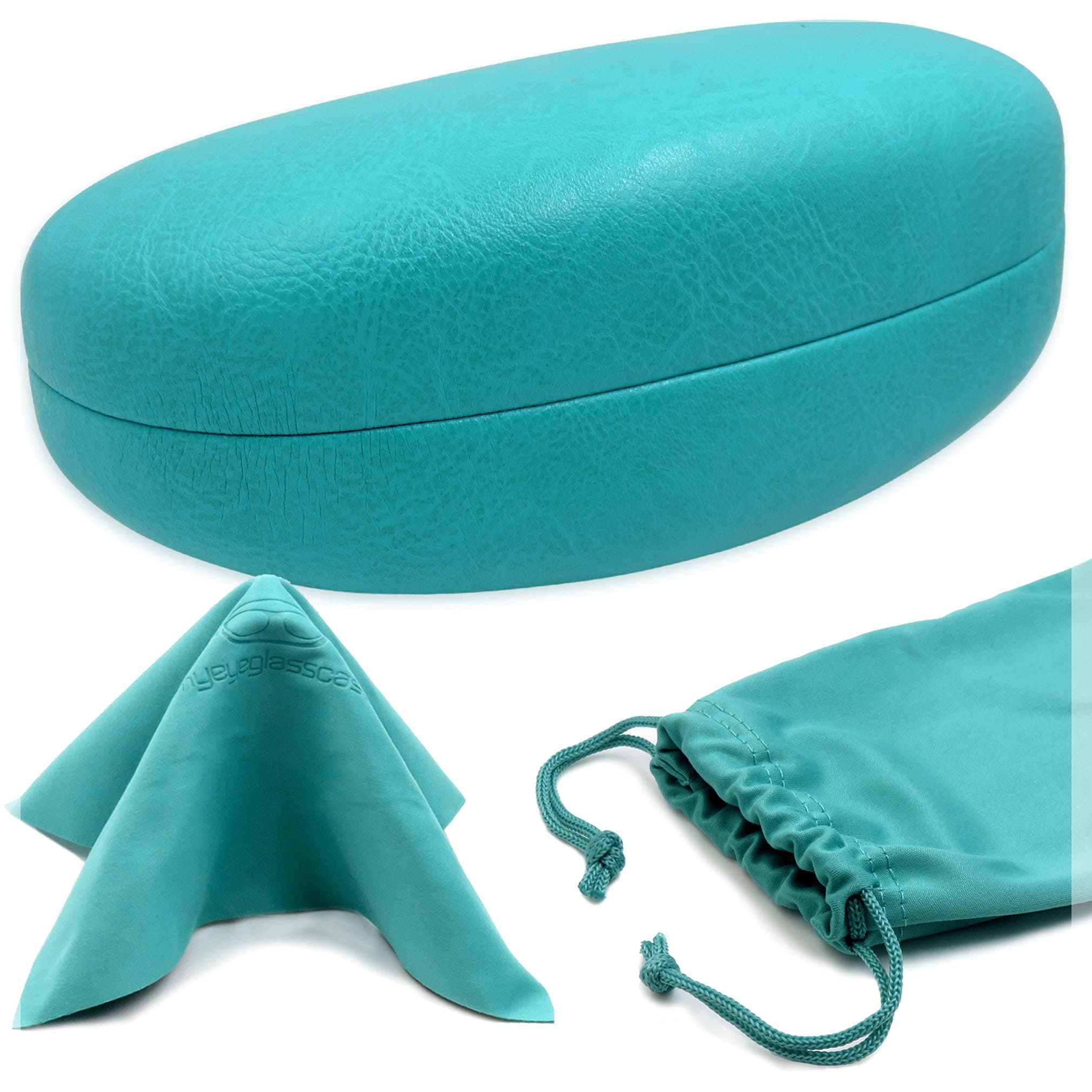 Large Hard Sunglasses Case | fits Large curved Sunglasses, with microfiber bag and cleaning cloth