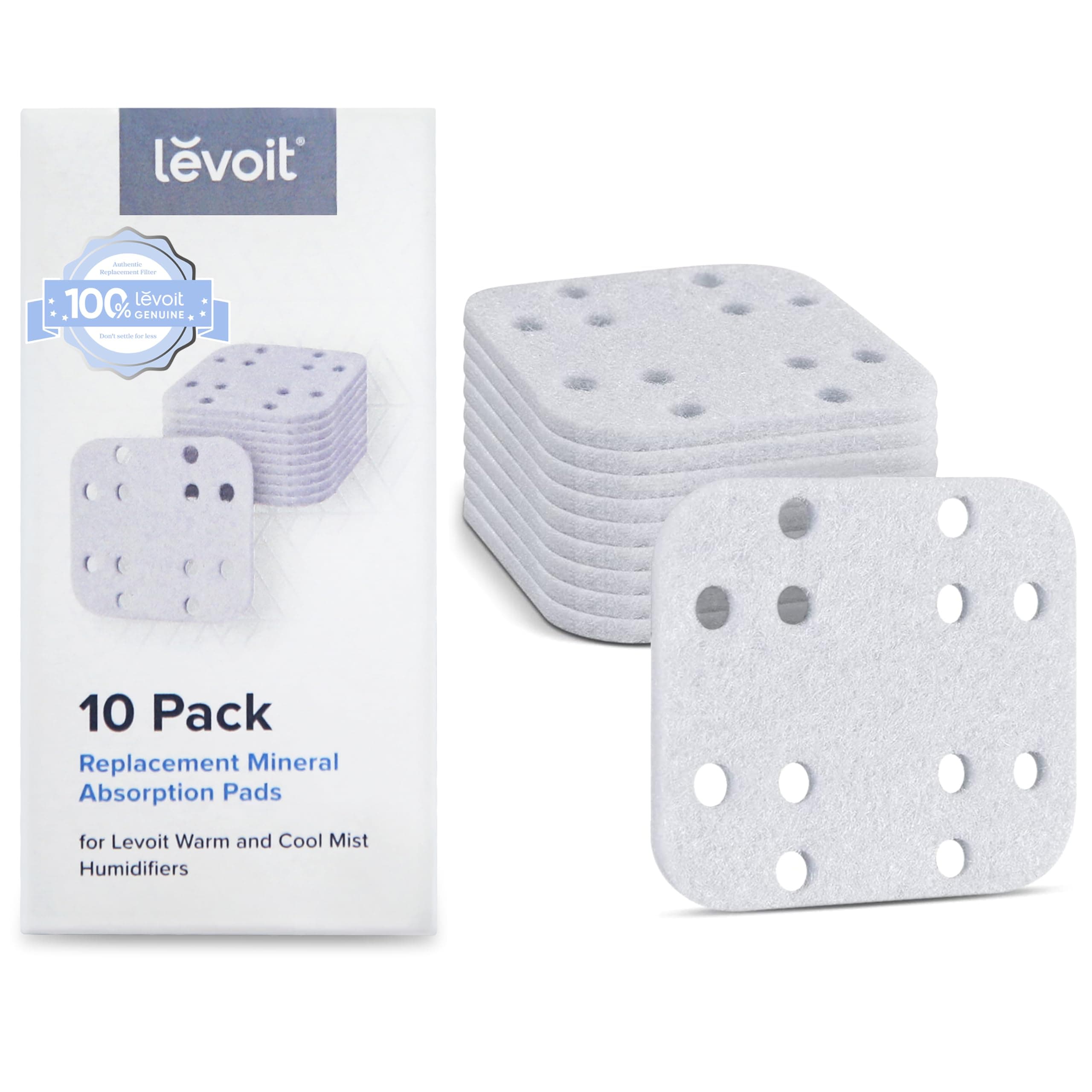 LEVOIT Humidifier Replacement Filters 10-Pack, Mineral Absorption Pad,Compatible with LV600S,LV600HH,OasisMist450S,Capture Fine Particles in Water Tank to Improve Humidification Efficiency,White,18x24