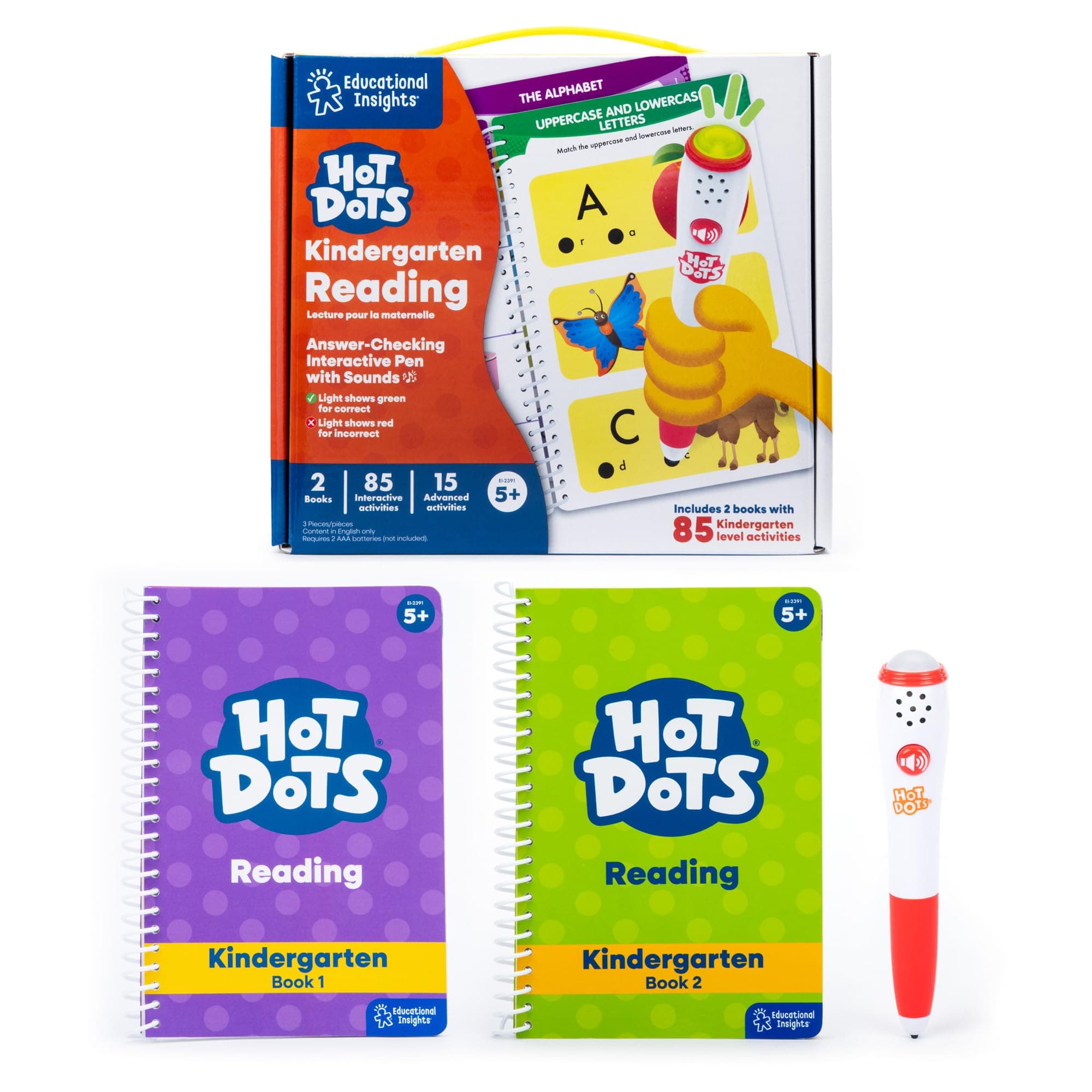 Educational Insights Hot Dots Jr. Let's Master Kindergarten Reading Set with Ace Pen
