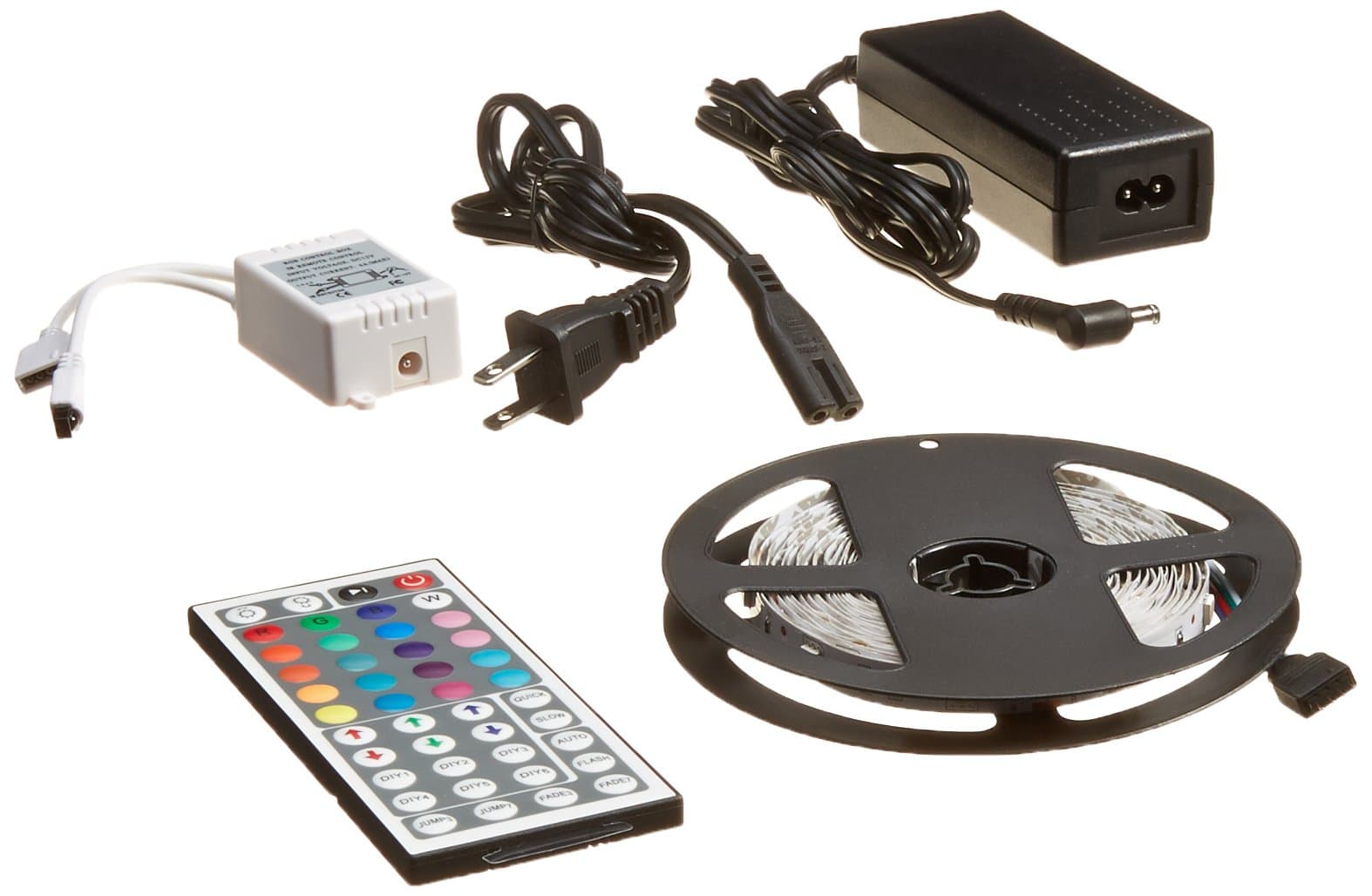 Enabled 16.4ft RGB Color Changing Kit with LED Flexible Strip, Controller with 44-button Remote Controller + 12 Volt Power Supply