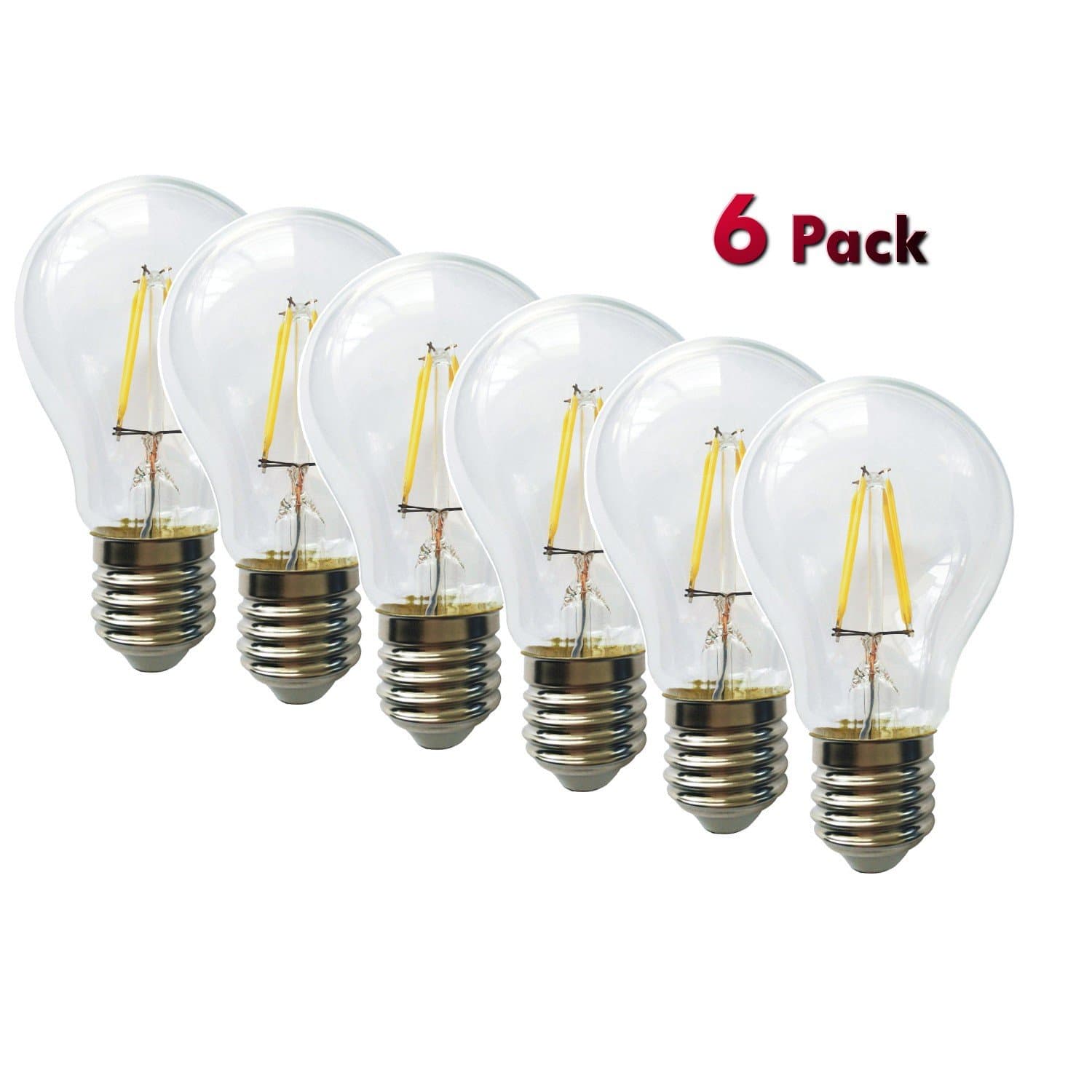 AMLEDTEK A-BF400 LED Filament A19 4W to Replace 40W Incandescent Bulb Softwhite (2700K) 6 pack