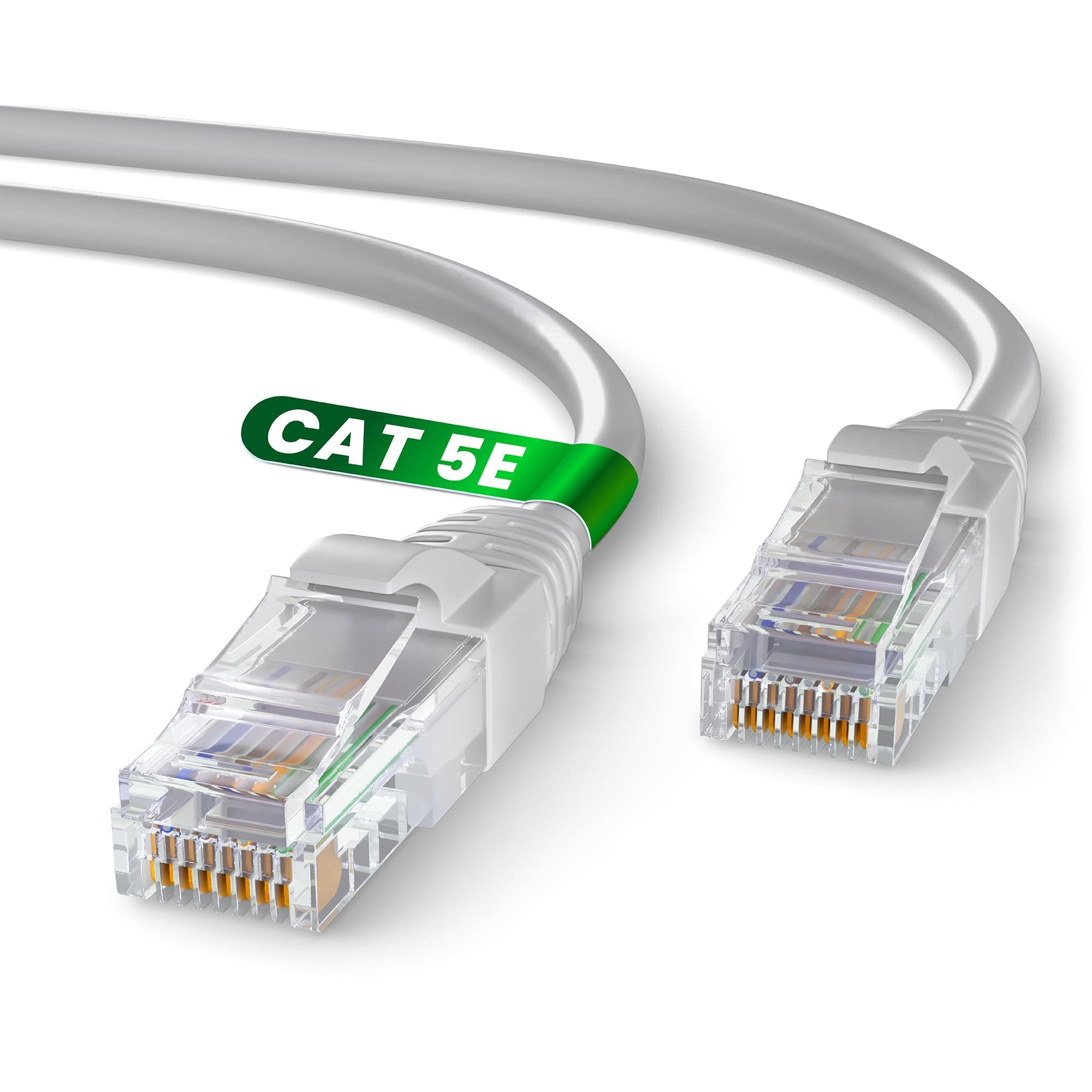 Grey Cat 5E Ethernet Cable 10m, High Speed LAN Ethernet Network Cable with RJ45 Ends Connectors, 10m Cat5E Internet 1 Gbps, ADSL AWG24 Patch, UTP CCA (10 Meters, Grey)
