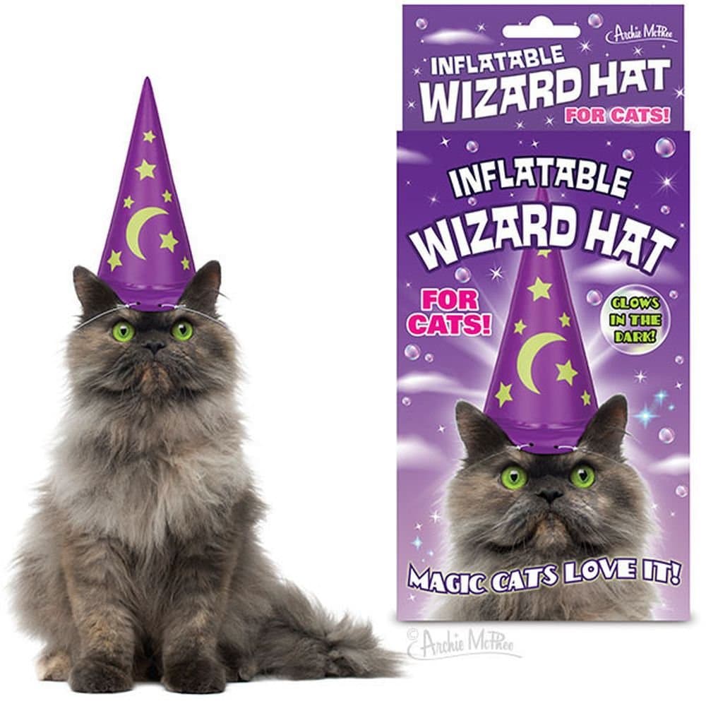Inflatable Wizard Hat For Cats By Accoutrements