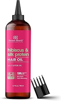 Botanic Hearth Hair Oil for Hair Growth & Home Hair Perm Kit | Strengthening Dry, Frizzy, Damaged Hair & Scalp Treatment | Hibiscus Silk Protein Hair Oil – 6.7 Fl Oz