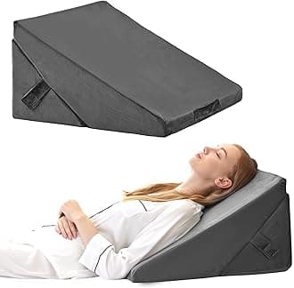Wedge Pillow for Sleeping, Adjustable 9&12 Inch Foldable Bed Wedge Pillow Set, Orthopedic Memory Foam Triangle Pillows Wedge, 7-in-1 Elevated Pillows for Leg and Back Support, Velvet