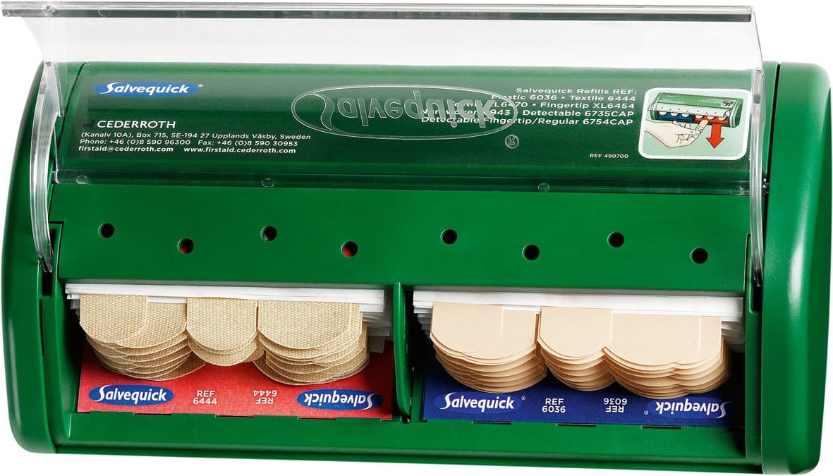 SalveQuick® Plaster Dispenser, Filled, Elastic and Waterproof Plaster Strips