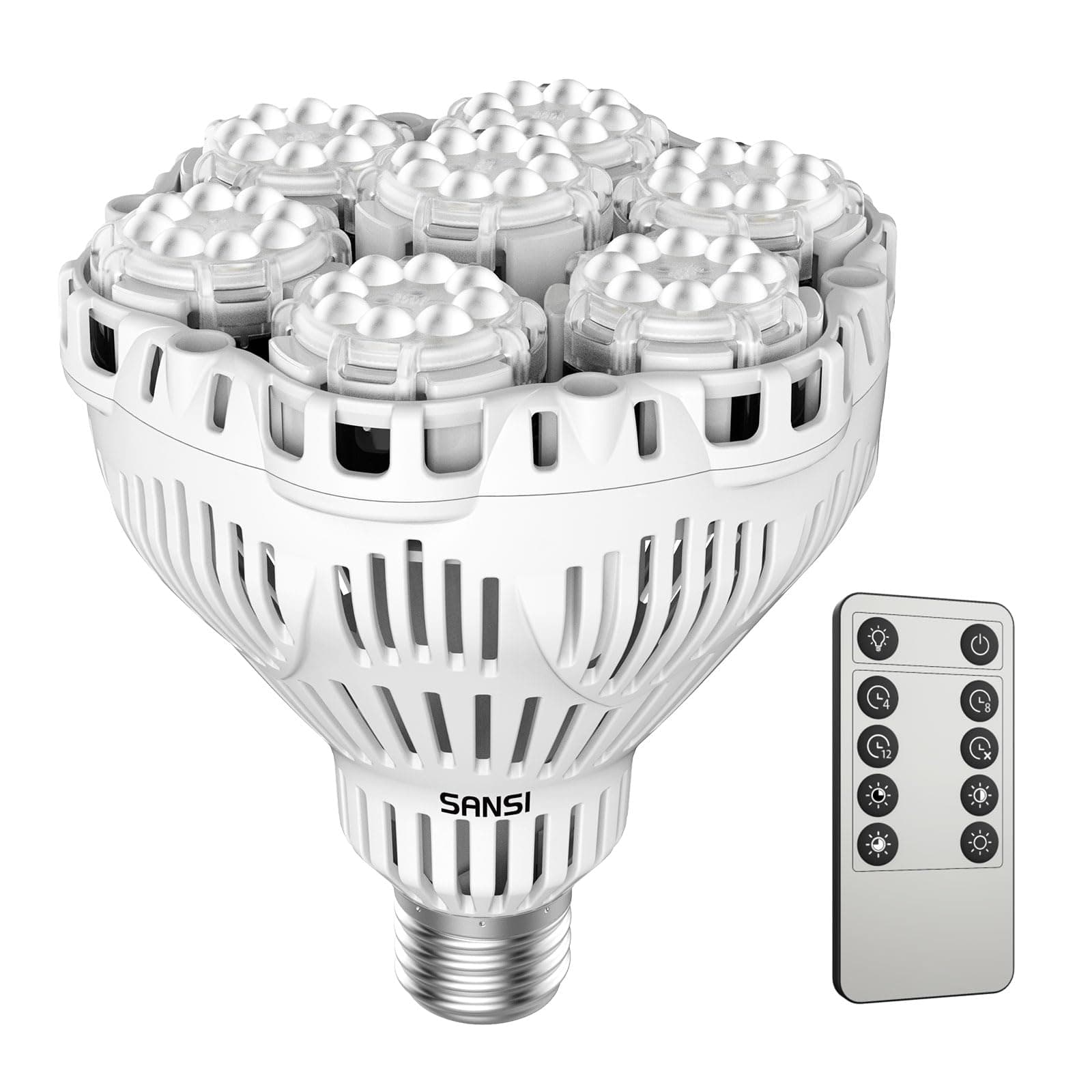Full Spectrum Dimmable Grow Light Bulb, High PPFD 40W (600W Equivalent) with Remote Control, 4 8 12H Auto Shut-Off, Energy Saving Plant Bulb with E26 Base