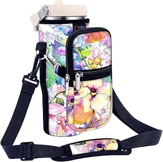 Water Bottle Carrier Bag for Stanley IceFlow Flip Straw Tumbler 20/30oz Stanley IceFlow Mug Carrying Holder Neoprene Sleeve Stanley Cup Accessories Pouch Crossbody Sling for Travel Fitness