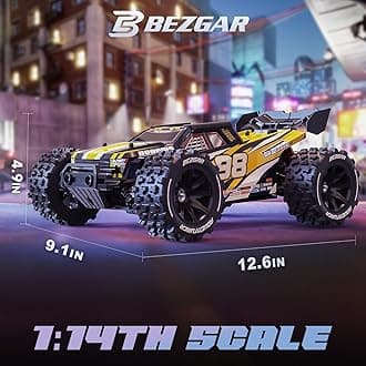 BEZGAR HP141S Fast RC Truck - 1:14 Scale Offroad Waterproof, Monster Truck, Hobby Off Road Electric Car, 4WD Brushless Motor