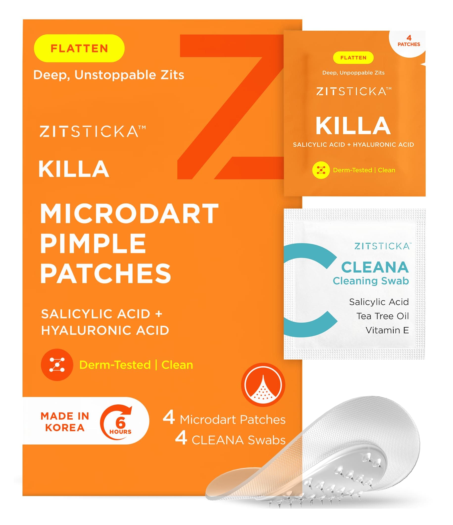 KILLA Kit Microdart Pimple Patches – Advanced Microdart Patch for Early-Stage Zits - Targeted ZitSticka Microdart Pimple Patch & Spot Patches for Breakout Control - 4 Count