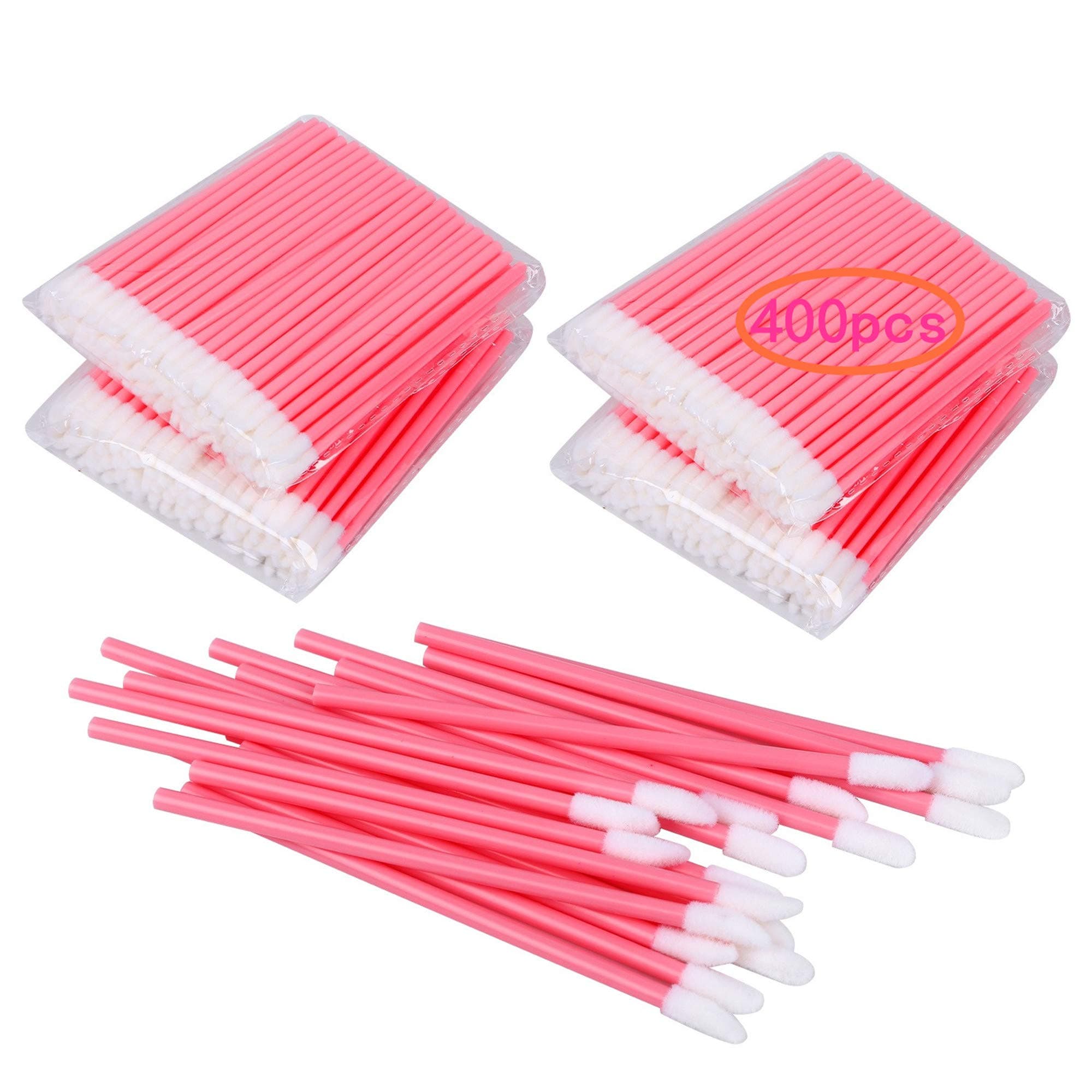 400PCS Disposable Lip Brushes Lip Gloss Applicators Make Up Brush Lipstick Lip Gloss Wands Makeup Applicators Brushes Applicator Tool Makeup Beauty Tool Kits Disposable Lip Brushes Tool Kits Pink