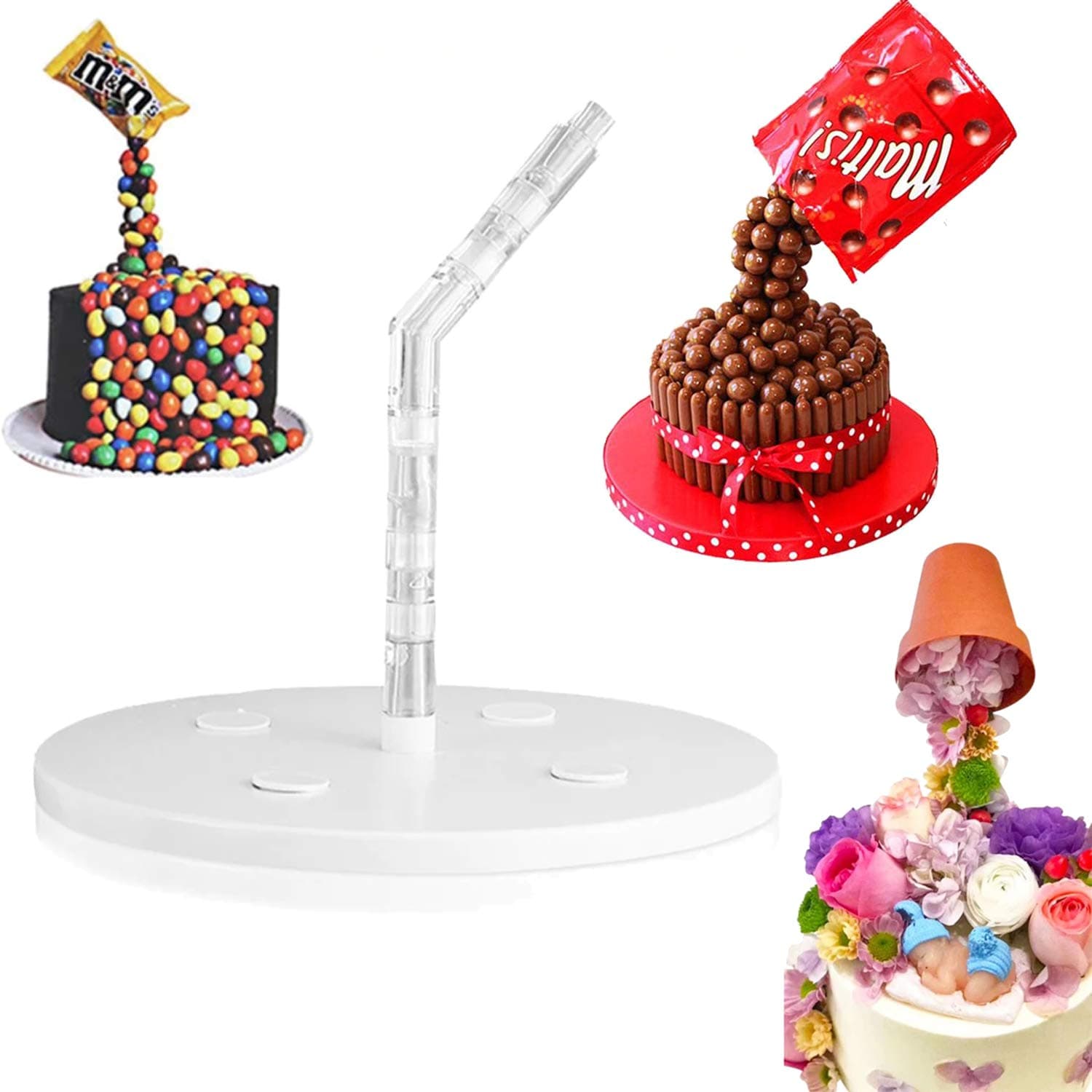 Cake Pouring Kit Anti Gravity Cake Stand Reusable DIY Decorative Cake Kit Baking Tools Create Unique Cakes Easily for Baby Shower Graduation Birthday Wedding Party
