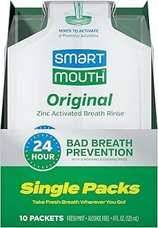 Original Zinc Activated Mouthwash Single Packs - Disposable Mouthwash Packets for Fresh Breath - Eliminates Bad Breath & Odors - Alcohol & Fluoride-Free - Fresh Mint - 10 Count