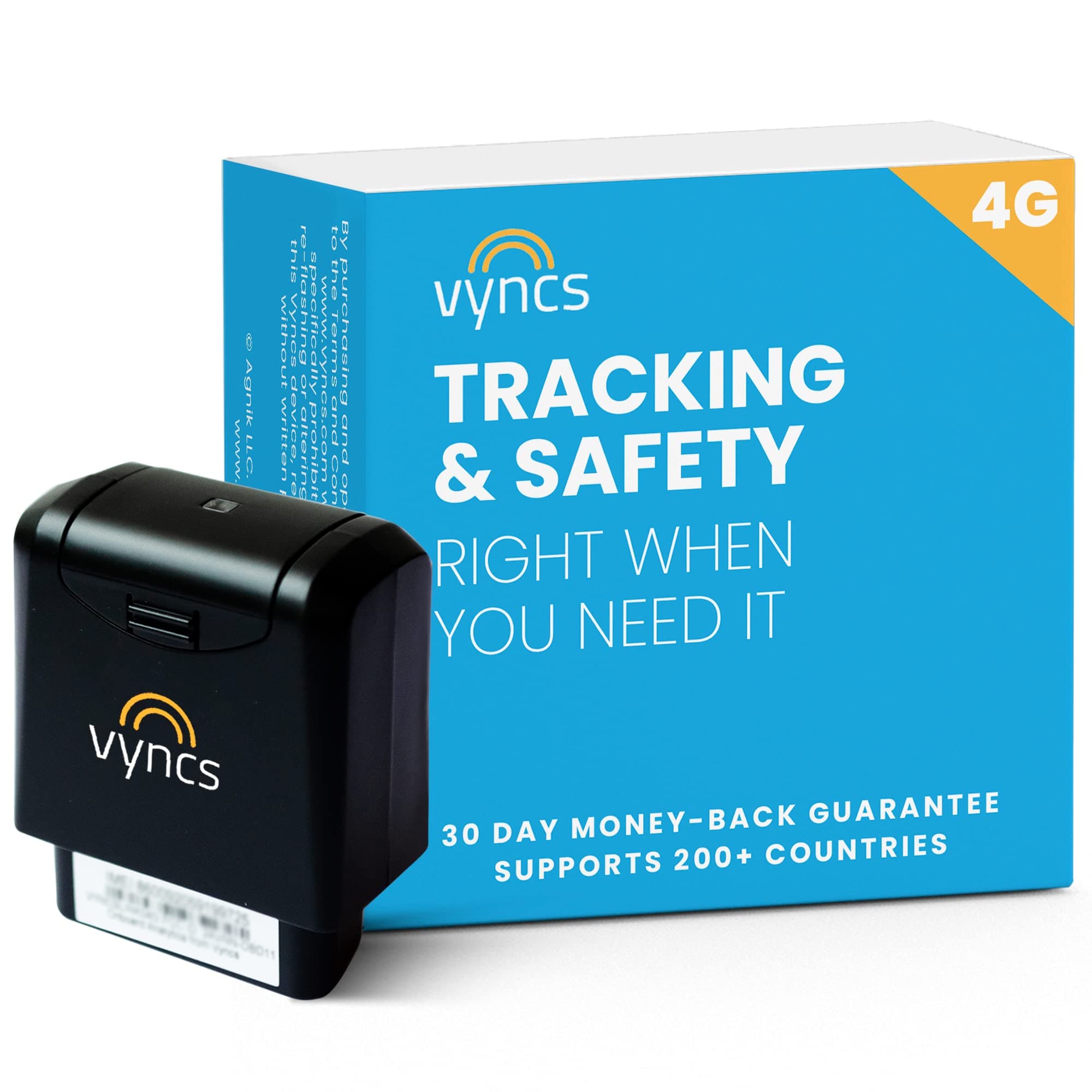 Vyncs - GPS Tracker for Vehicles, No Monthly Fee, 4G LTE, Vehicle Location, Trip History, Driving Alerts, GeoFence, Fuel Economy, OBD Fault Codes, USA-Developed, Family or Fleets