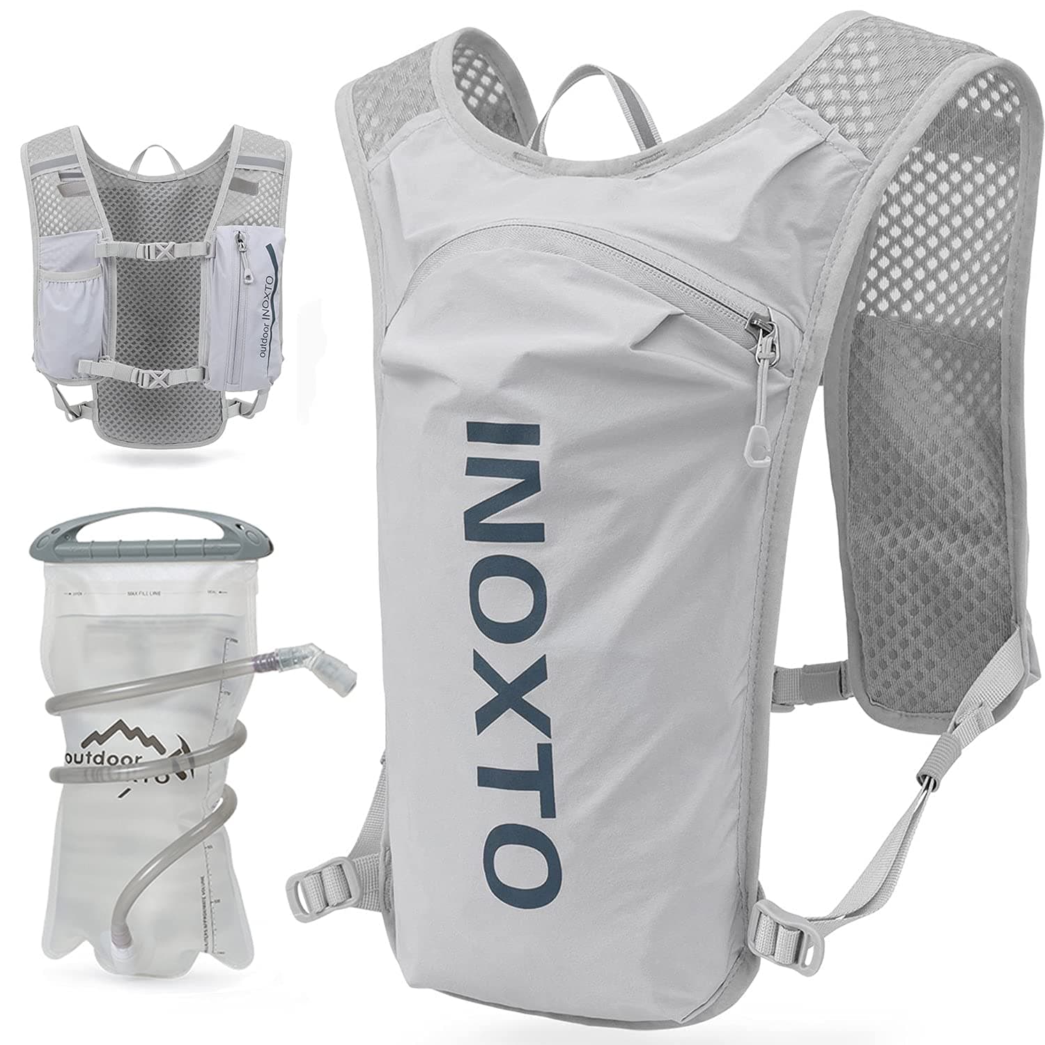 INOXTO Running Hydration Vest Backpack,Lightweight Insulated Pack with 1.5L Water Bladder Bag Daypack for Hiking Trail Running Cycling Race Marathon for Women Men