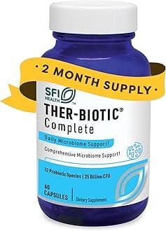 Klaire Labs Ther-Biotic Complete - 25 Billion CFU Probiotic Supplement - Lactobacillus Rhamnosus + 11 Other Probiotic Species - Hypoallergenic Probiotic for Gut Health + Immune Support (60 Capsules)