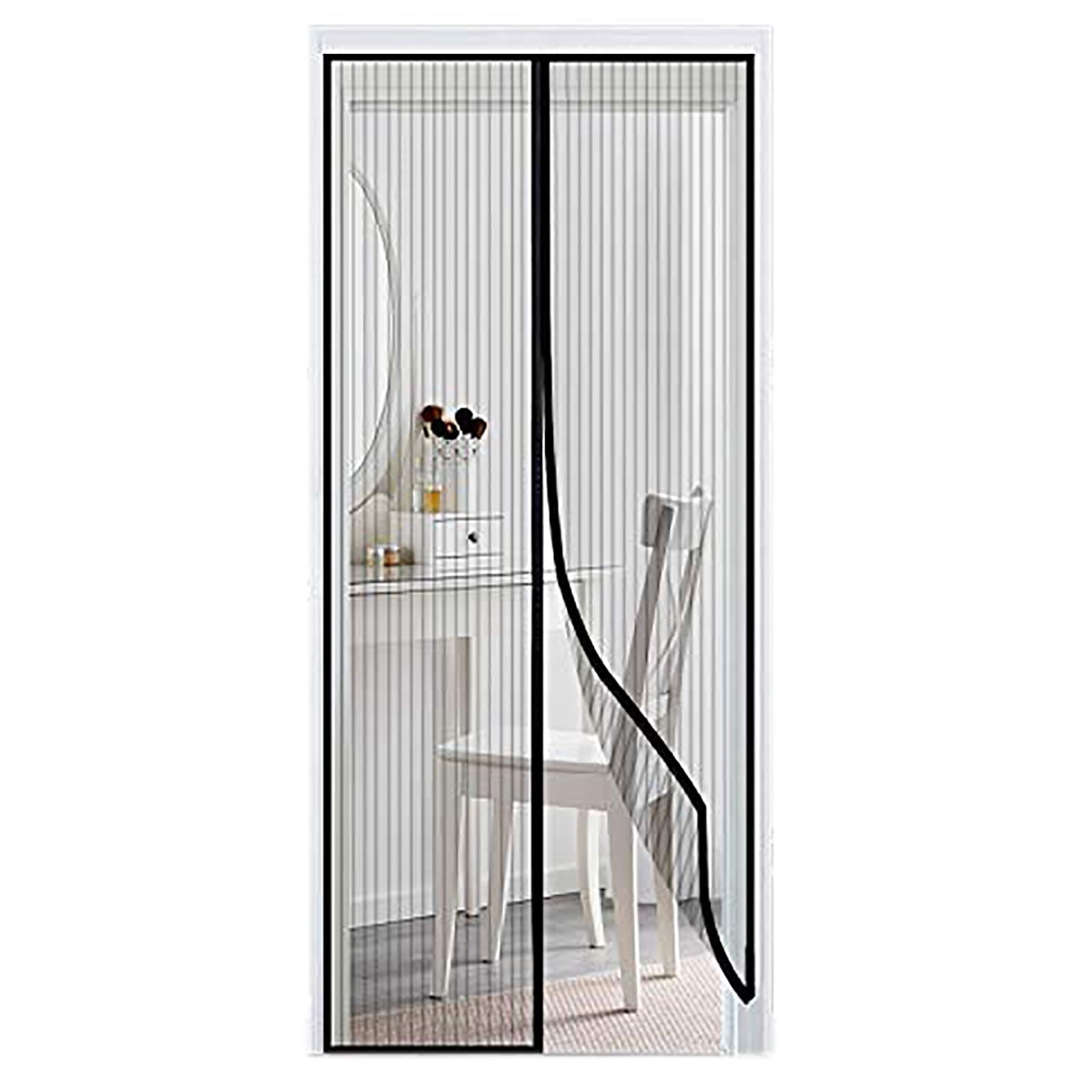 COAOC Magnetic Door Screen, Magic Mesh Screen Door with Full Frame Velcro Magnetic Screen Door For French Doors - Black 75x205cm(30x81inch)