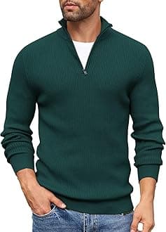 DENIMHOLIC Men High Neck Zipper Full Sleeve Cotton Knitted Winter Sweater for Man