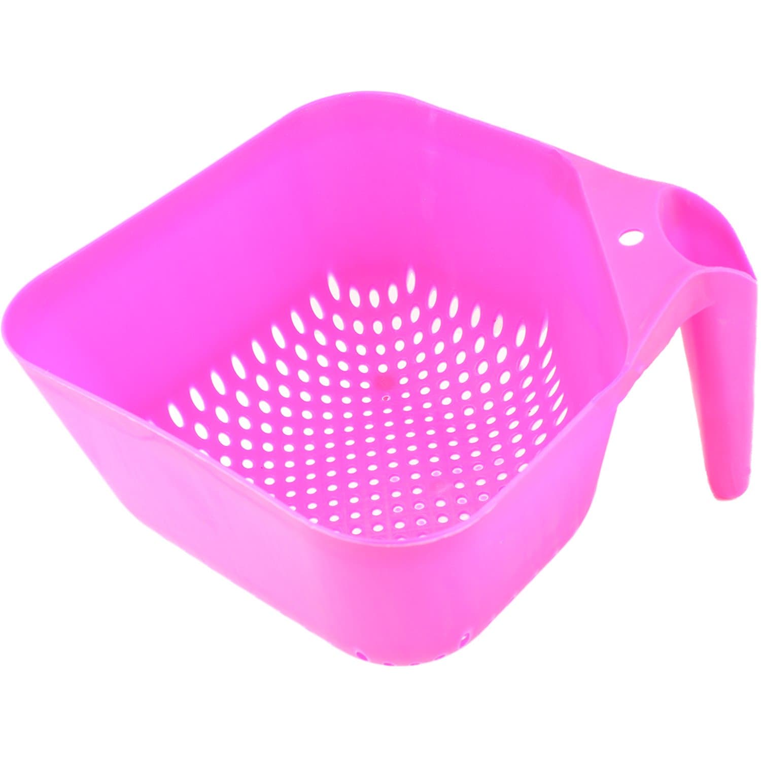 Square Kitchen Colander Strainer with Handle BPA-Free by bogo Brands (Pink)