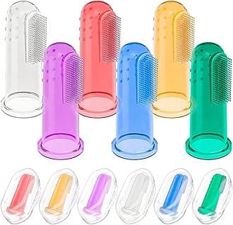 Bassion Baby Toothbrush Set, 6 Pcs Soft Infant Finger Toothbrush with 6 Boxes, Newborns Toddler Silicone Baby Tooth Brush 0-6 Months 6-12 Months