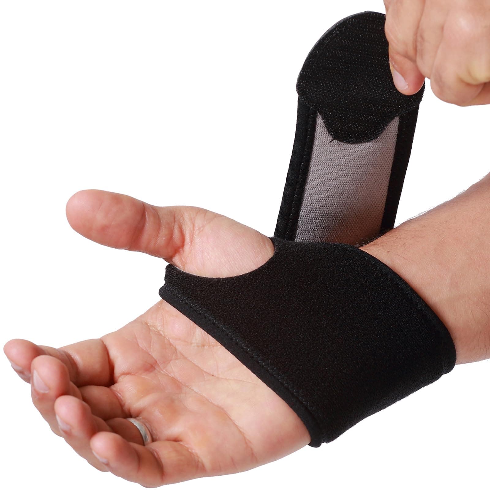 Wrist Band - Elastic & Breathable Fabric - Adjustable Compression Strap - Men, Women, Right or Left - Support Wrap for Protection or Sports (Black Color, Size M, 1 Unit)