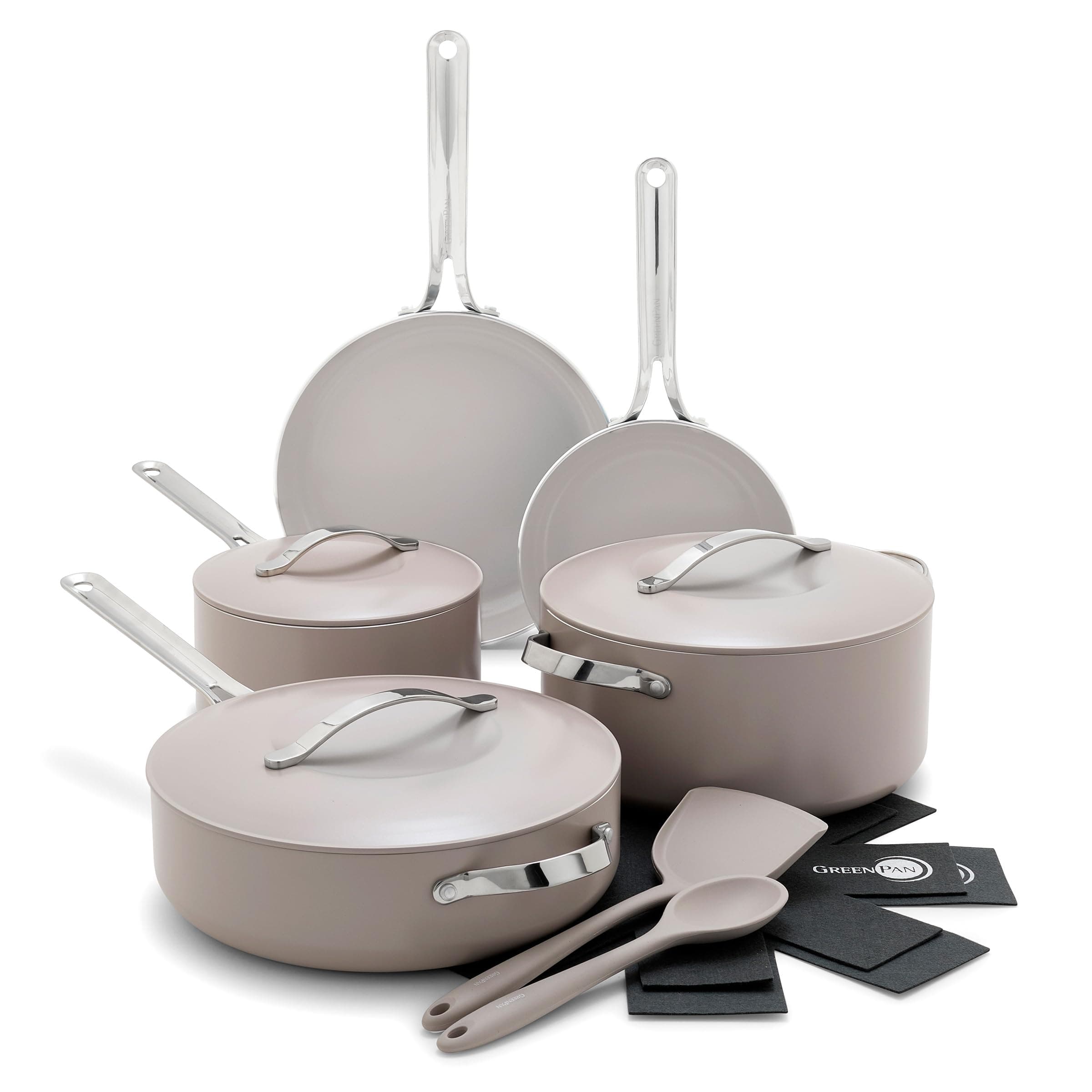 Nova 10 Piece Cookware Pots and Pans Set, Healthy Ceramic Nonstick, PFAS-Free, Induction Suitable, Dishwasher and Oven Safe, Clay