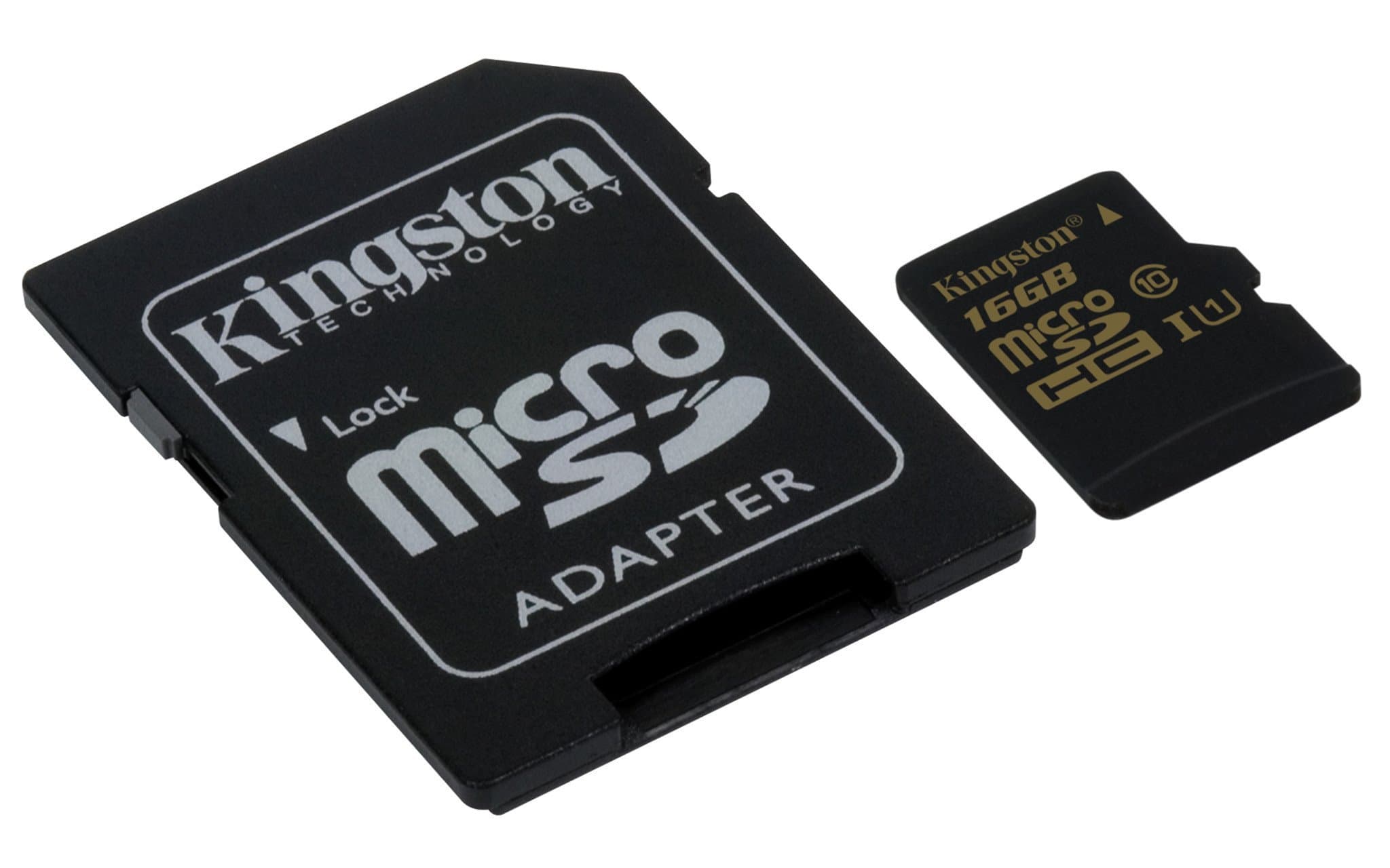 Kingston microSDHC SDC4/8GB Class 4 Flash Card + SD Adapter, Black