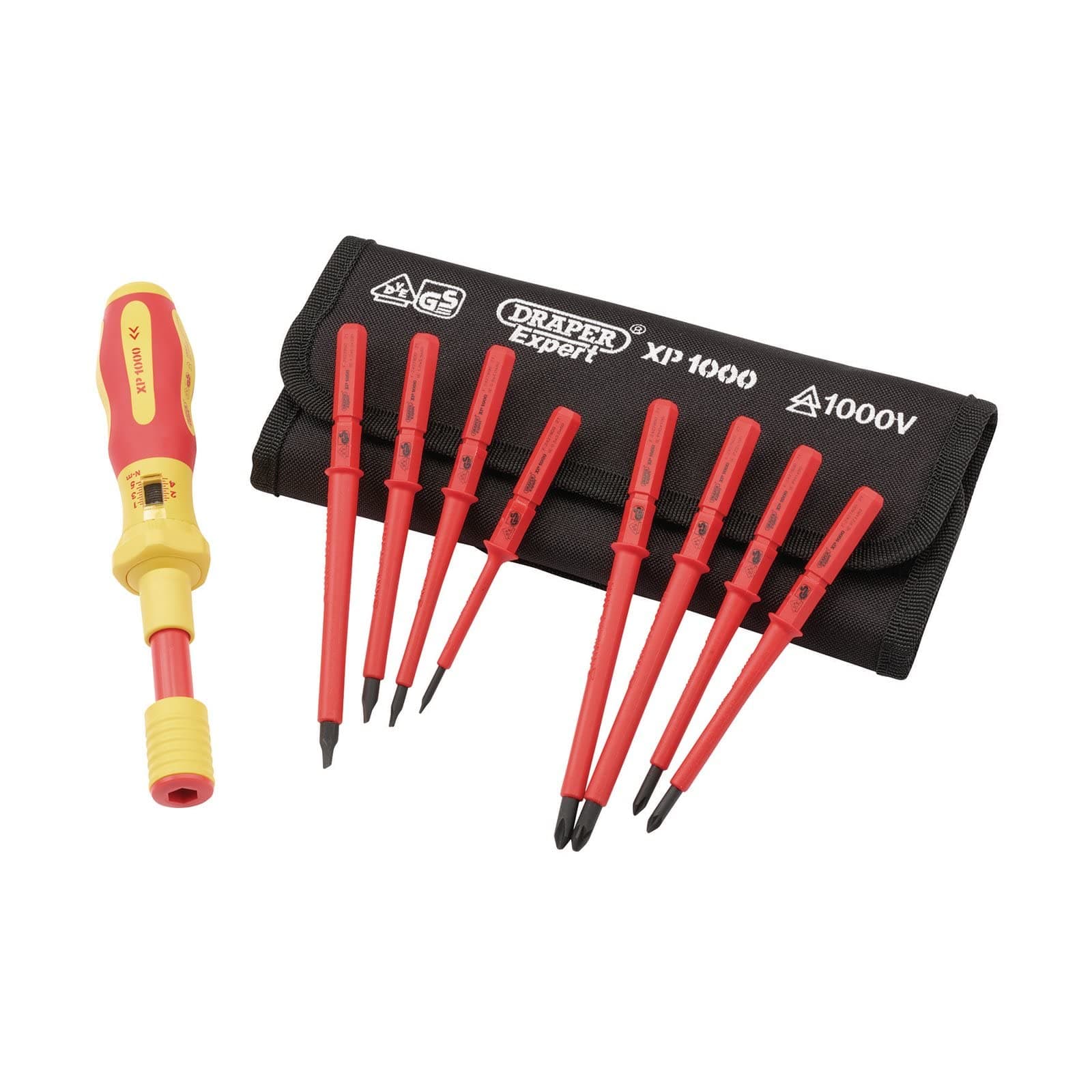 XP1000 9 Piece Torque Screwdriver Set | VDE Dual Insulated Interchangeable Blade | Electrical Tool Driver Set | Hand Tools Set | 65372