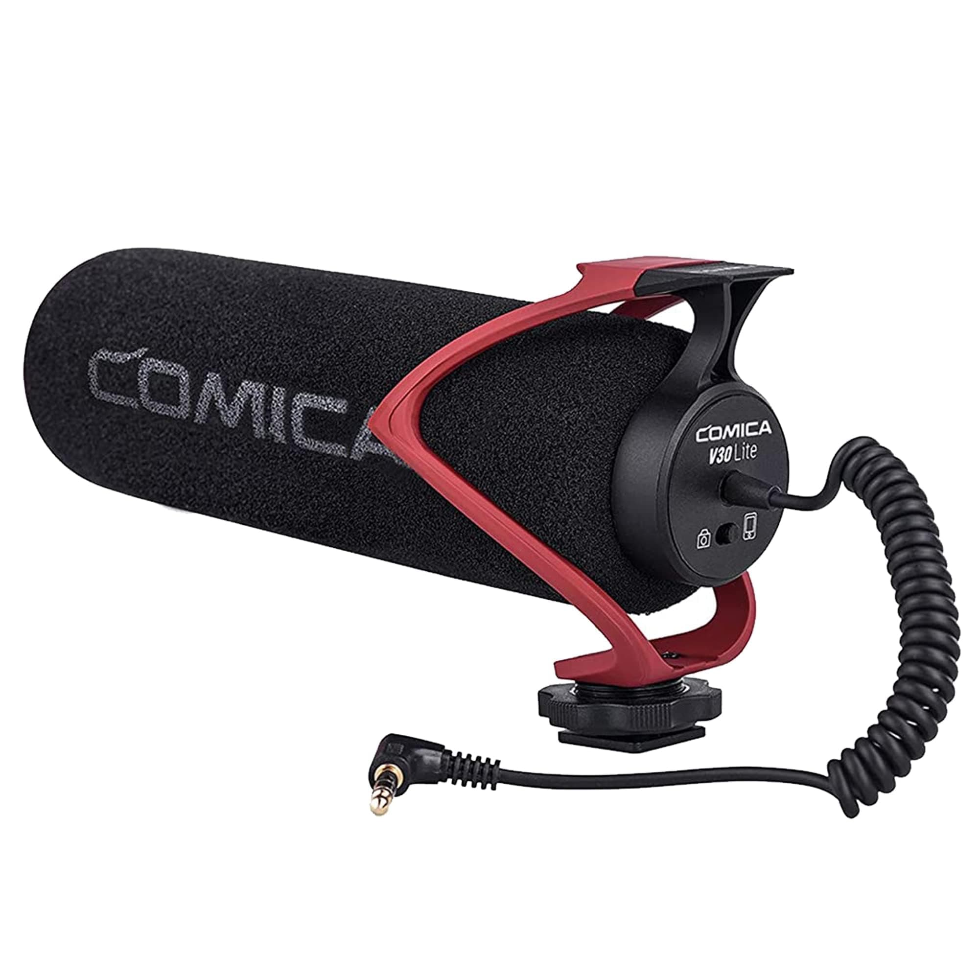 CVM-V30 LITE Video Microphone Super-Cardioid Condenser On-Camera Shotgun Microphone for Canon Nikon Sony Panasonic Camera/DSLR/Iphone Samsung Huawei(Red)