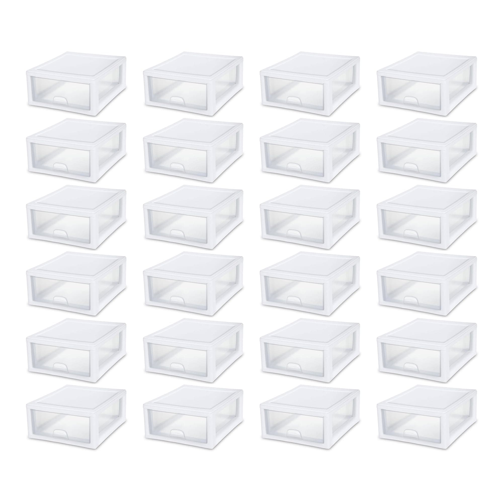 STERILITE 16 Qt Single Box Modular Stacking Storage Drawer Container (24 Pack)