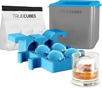 Crystal Clear Ice Sphere Maker with Storage Bag – 4 Large Ice Spheres for Cocktails, Whiskey, and Drinks – Stackable Silicone Mold for Slow-Melting, Bartender-Quality Ice