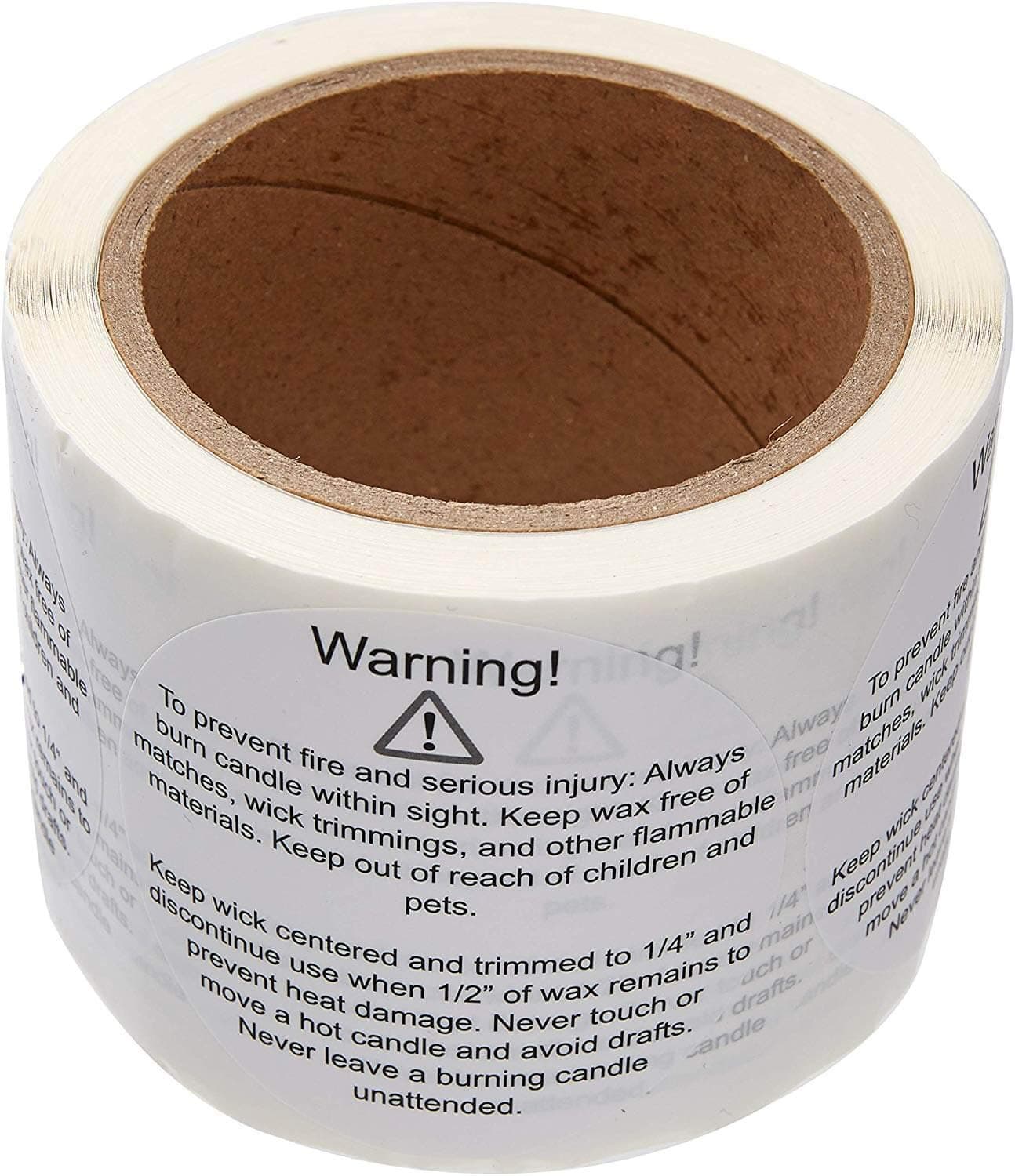 Candle Warning Labels Stickers for Large Jars Containers 3" Circles (250/Roll) Perfect for Votive, Beeswax, Soy, or Pillar Wax/Safety Supplies