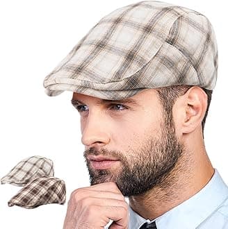 LADYBRO 2Pack Unisex Flat Cap Newsboy Hats for Men Women, Scally Cap Summer Hat for Golf