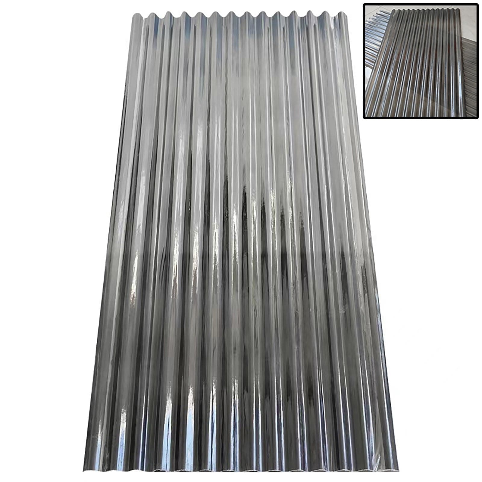 Clear Roofing Panel, 1mm Corrugated Roofing Panels, Cladding Walling Sheeting, Fiberglass Daylighting Panels, Greenhouse Shed Roof Panel, Roofing Sheet, Easy to Roll and Cut(Black,35x71in)