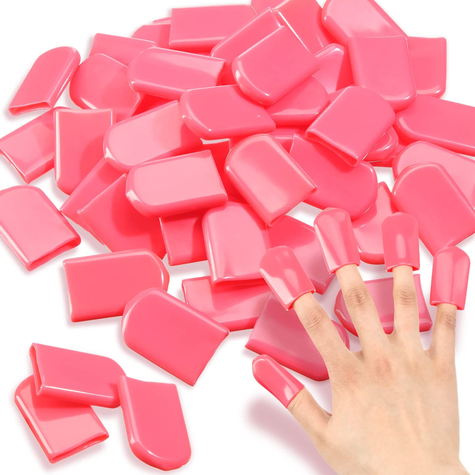 50 Pcs 0.94 x 1.57'' Tanning Finger Tips UV Protection Nail Protector Polish Protector for Fingers PVC Covers Gel Nail Remover Caps Sleeves for Tanning Beds UV Rays(Pink)