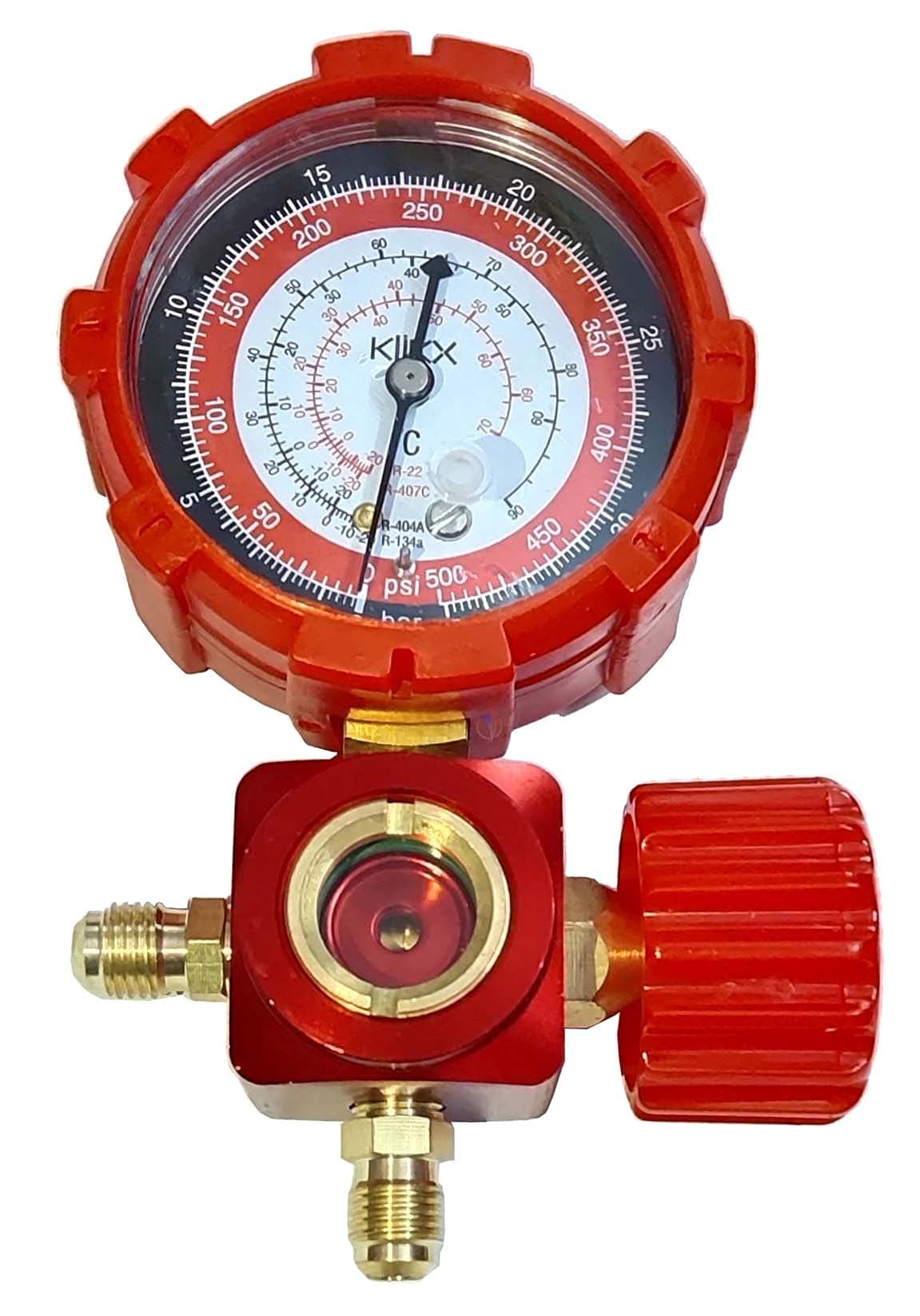 Liquid Flash Single 500 Psi (35 bar) Meter Manifold Pressure Gauge Air Conditioner Refrigerant Gas Gauge 410 / R22 / R12 / R134 Refrigerant Filling Liquid Flash Device