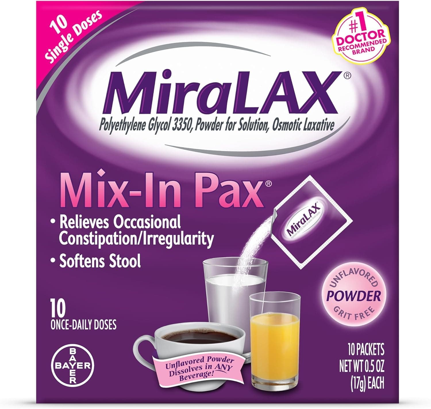 Miralax 1 Dose Powder Packets by USA
