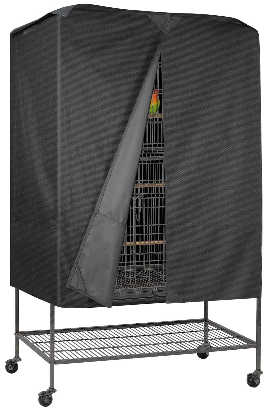 Explore Land Pet Cage Cover with Removable Top Panel - Good Night Cover for Bird Critter Cat Cage to Small Animal Privacy & Comfort 0(Medium, Black)