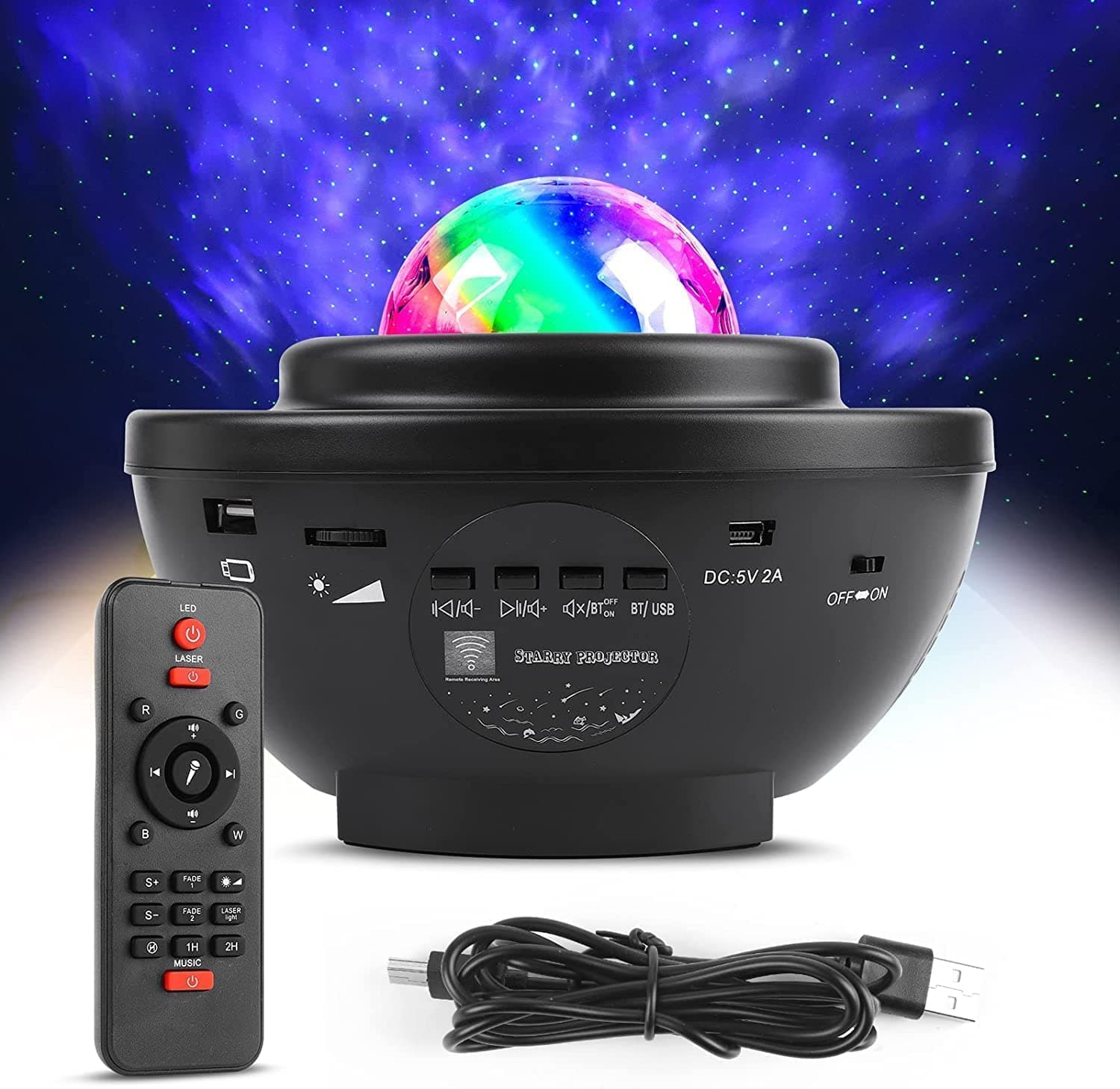 Night Light Baby Star Projector, Bluetooth music laser light, Remote Control and colorful lightning.