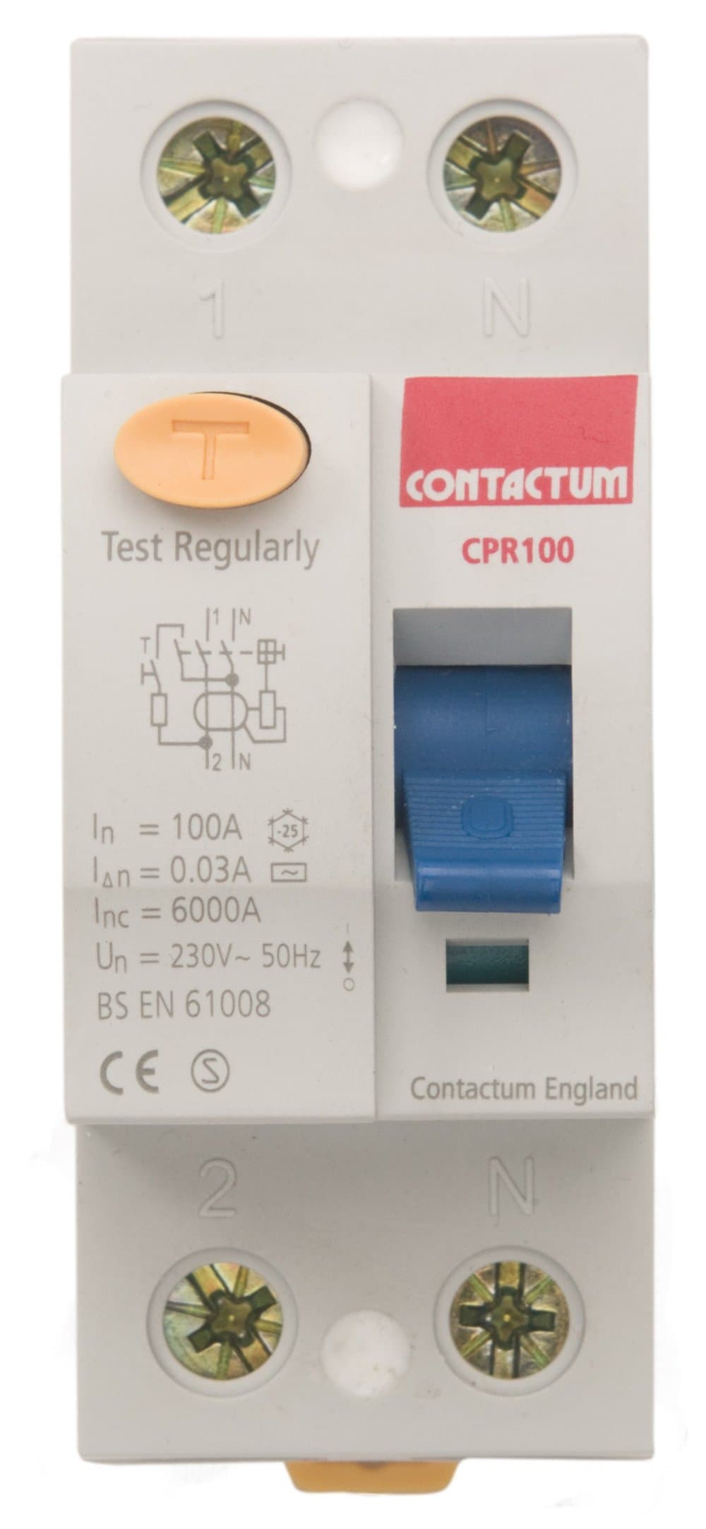 Contactum CPR63 Residual Current Device, 2 Pole, 63A, 30mA