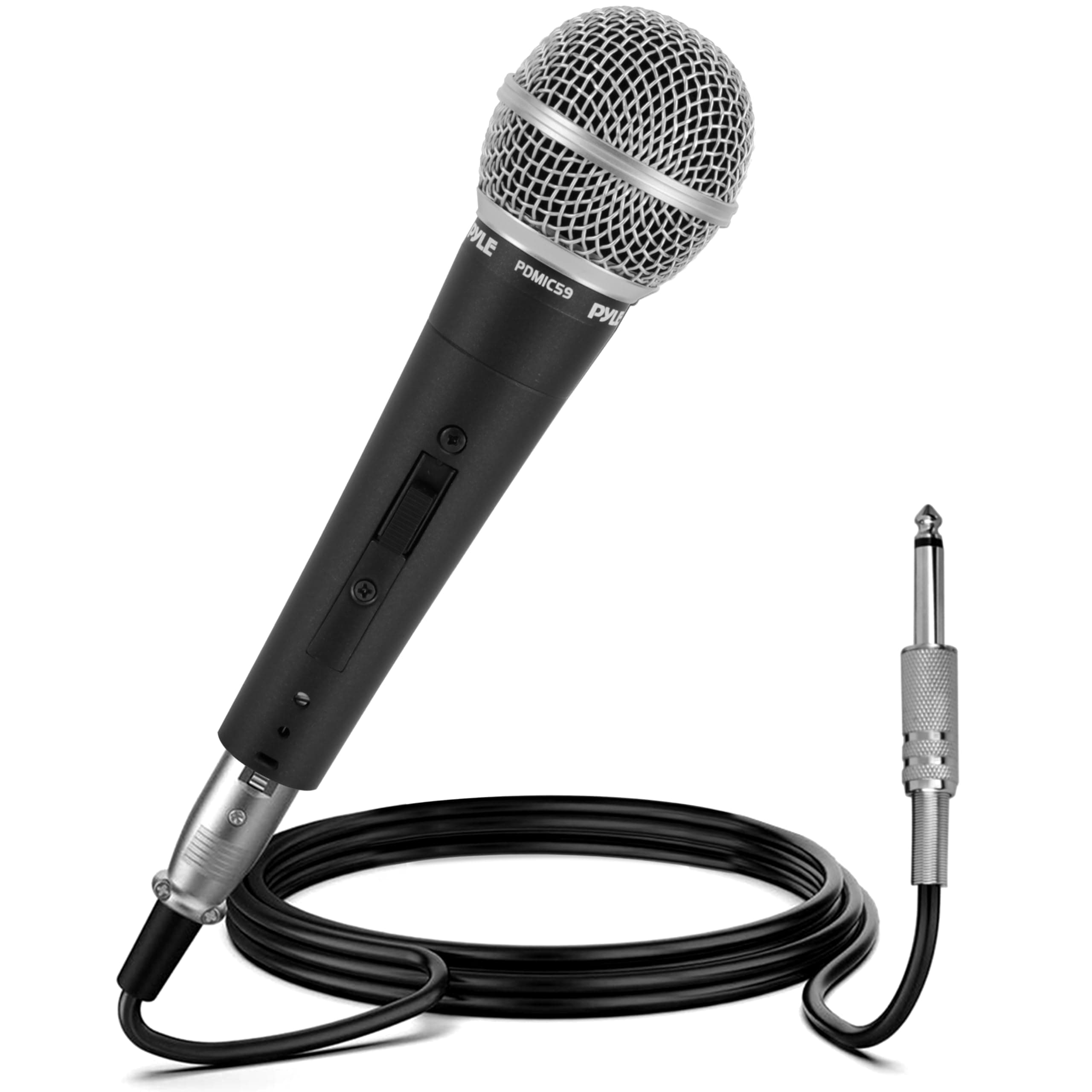 Pyle Microphone - Professional Dynamic Vocal Microphones, with ON/OFF Switch, Dynamic Cardioid, Handheld Mic for Singing, w/ 4.5 m – XLR Audio Cable, Compatible for Karaoke-Speaker-Speech-Amp-Mixer